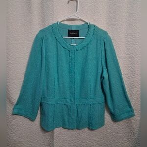 Chic Teal Textured Cardigan By Lafayette 148 N.Y.